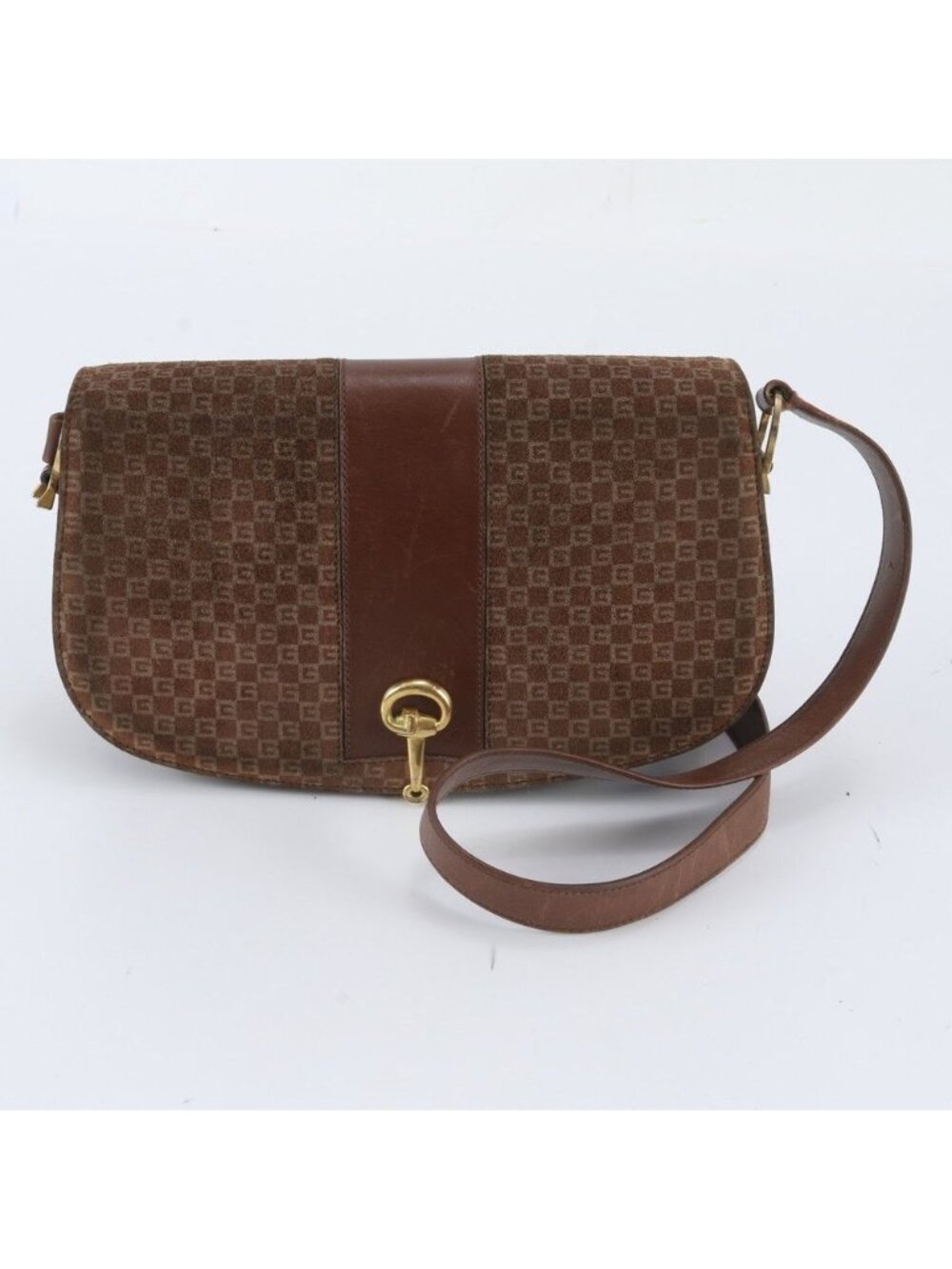 Gucci Horsebit Leather Shoulder Bag Crossbody Brown